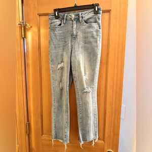 YMI Blue Ankle Cropped Jeans Distressed